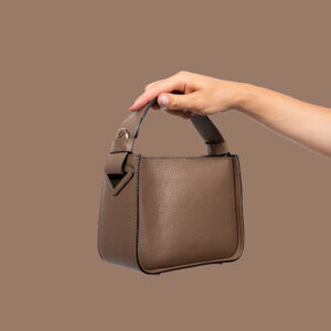 Leather Handbag Cube Coffee