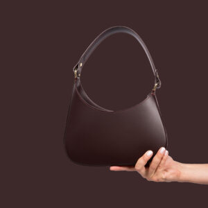 Leather Handbag Modern Burgundy
